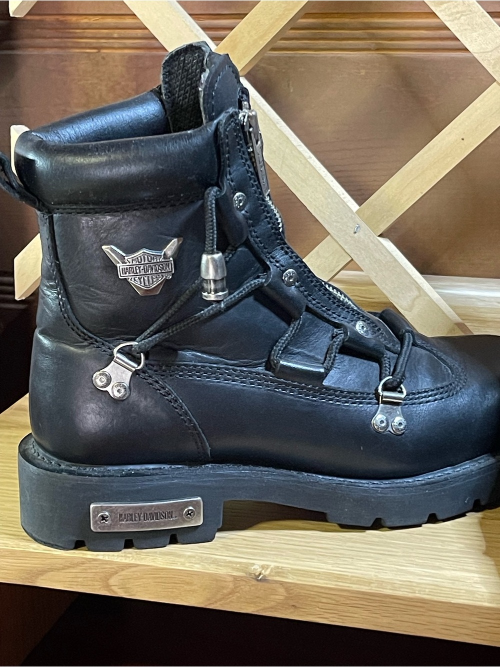 NWOT Unique Harley-Davidson Black Leather Lace-Up Leather Motorcycle Boots Sz 9 - Picture 8 of 15